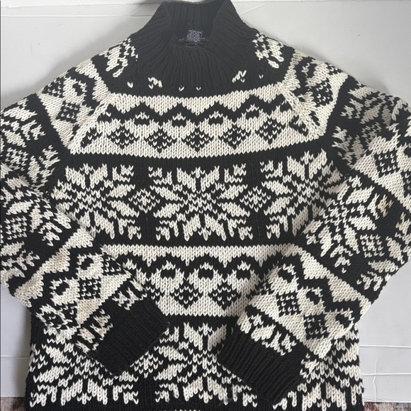 Ann Taylor black and white fair isle mock neck long sleeve sweater - Picture 14 of 15